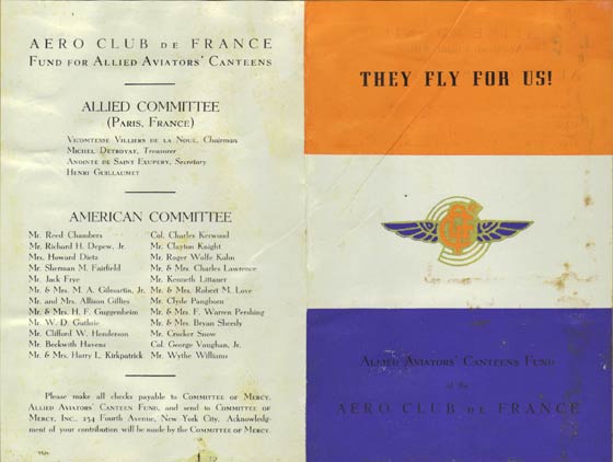 Aero-Club de France Solicitation of Support, May, 1938 (Source: Roberts)
